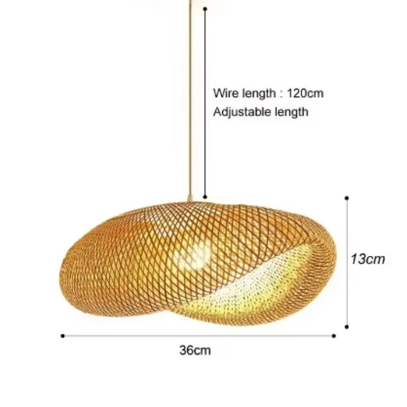 Saga-Handgjord vintage bambu vävd LED-hänglampa hem hängande ljuskrona belysning vardagsrum kök rotting vävd lampa