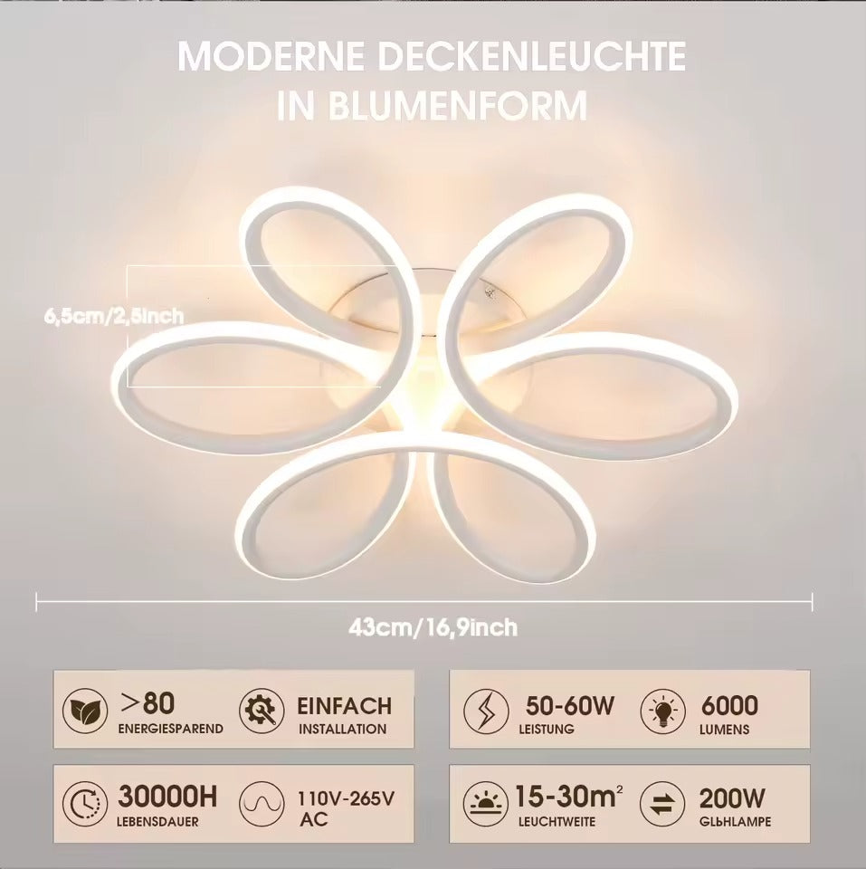 Eva-Blom taklampa 43cm taklampa varmvit 3000K böjd taklampa för vardagsrum sovrum matsal kök