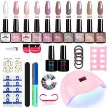 Loren –  Gel nagellack kit med UV/LED-Lampa  komplett manikyrset med primer & semi-permanent gellack