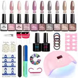 Loren –  Gel nagellack kit med UV/LED-Lampa  komplett manikyrset med primer & semi-permanent gellack