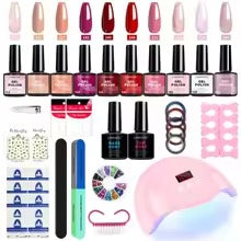 Loren –  Gel nagellack kit med UV/LED-Lampa  komplett manikyrset med primer & semi-permanent gellack