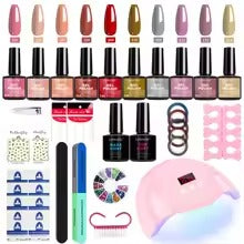 Loren –  Gel nagellack kit med UV/LED-Lampa  komplett manikyrset med primer & semi-permanent gellack