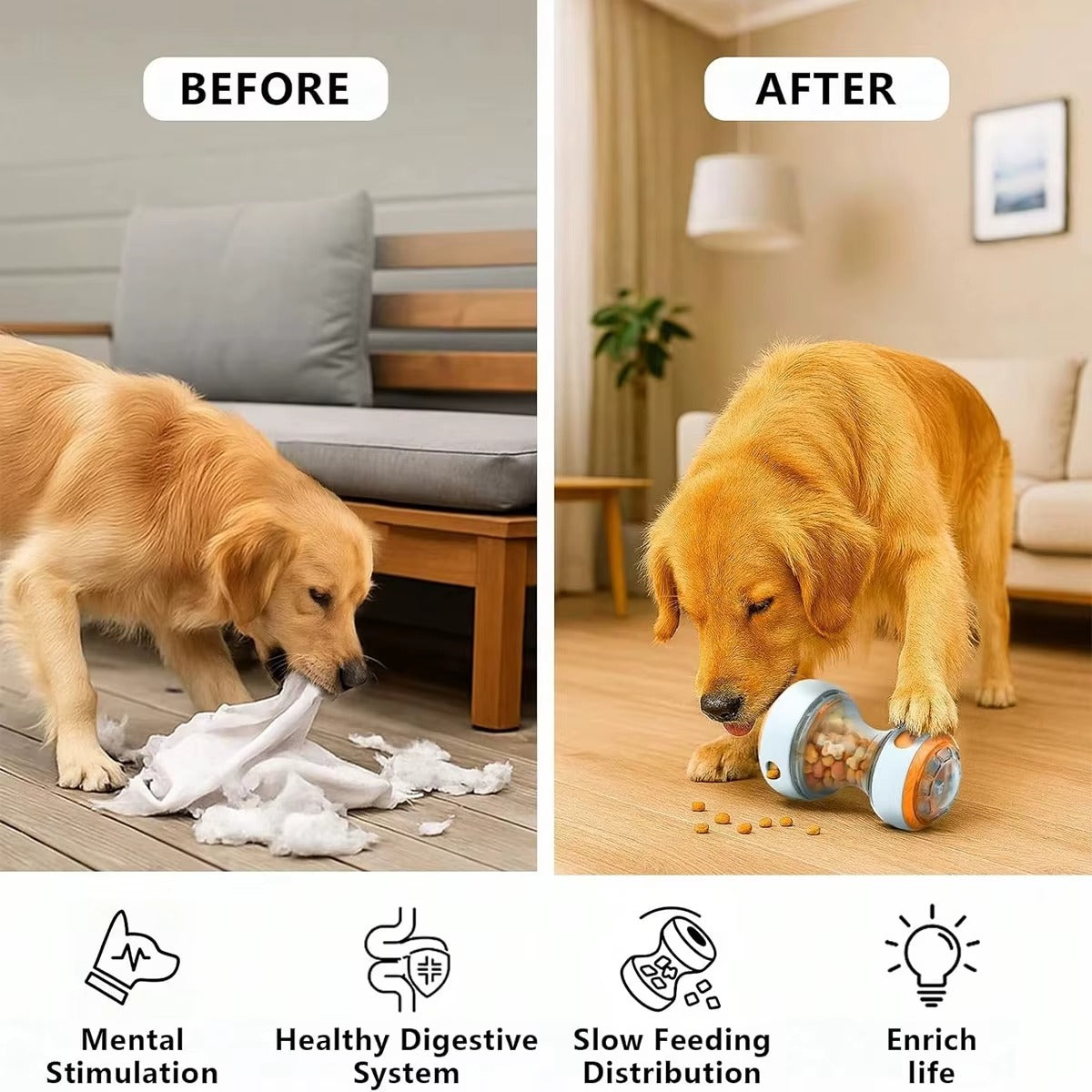 Charlie - Aktiverings boll för hund rullande , slitstark och tandvänlig